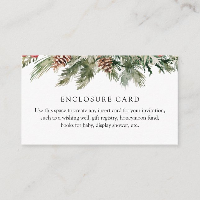 Tarjeta De Recepción Winter Evergreen y Pinecone Personalizado (Anverso)