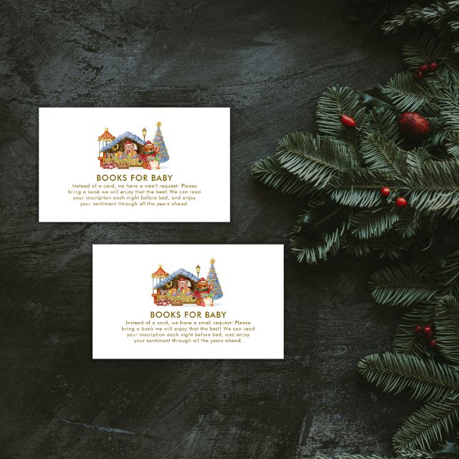 Tarjeta De Recepción Winter Farmer Market Teddy Bear Books Baby Shower  (Winter Farmer Market Teddy Bear Books Baby Shower Enclosure Card)