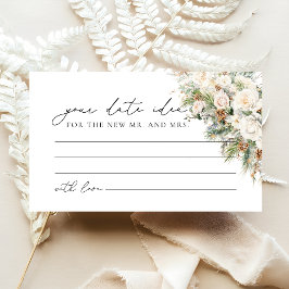 Tarjeta De Recepción Winter Floral Blanca Bridal Shower Fecha Ideas Noc