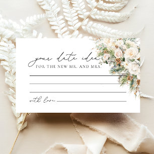 Tarjeta De Recepción Winter Floral Blanca Bridal Shower Fecha Ideas Noc