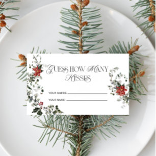 Tarjeta De Recepción Winter Floral cuántos besos de juego de novias