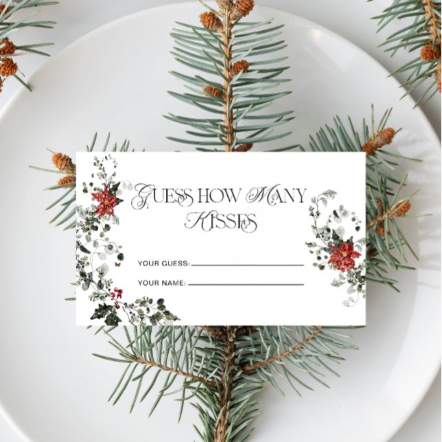 Tarjeta De Recepción Winter Floral cuántos besos de juego de novias (Subido por el creador)