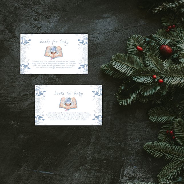 Tarjeta De Recepción Winter Floral Snowball Books For Baby Shower  (Winter Floral Snowball Books For Baby Shower Enclosure Card)