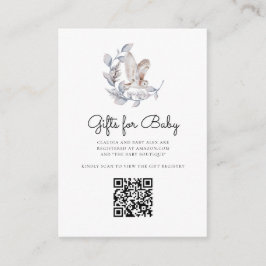 Tarjeta De Recepción Winter Forest Animals Gifts Baby Shower QR Code