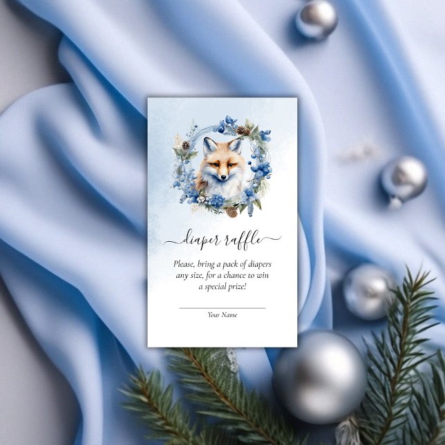 Tarjeta De Recepción Winter Fox Baby Shower Diaper Raffle (Winter Fox Baby Shower Diaper Raffle Enclosure Card)