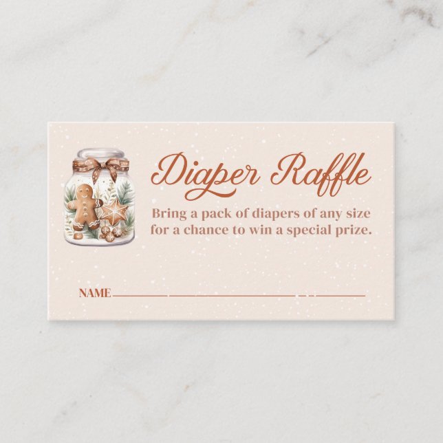 Tarjeta De Recepción Winter Gingerbread Man Baby Shower Diaper Raffle (Anverso)