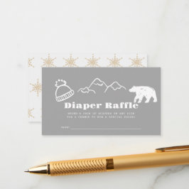 Tarjeta De Recepción Winter Gray Hand-Drawn Baby Diaper Raffle Ticket