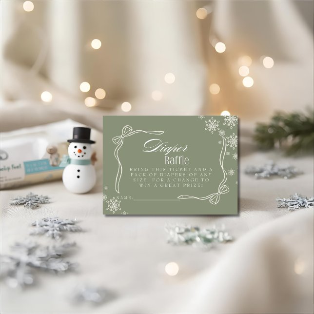 Tarjeta De Recepción Winter Green Diaper Raffle Baby Shower (Winter Green Diaper Raffle Baby Shower Enclosure Card)