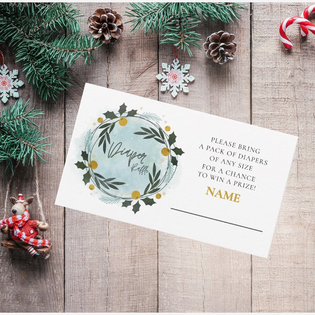 Tarjeta De Recepción Winter Greenery Baby Shower Diaper Raffle (Subido por el creador)