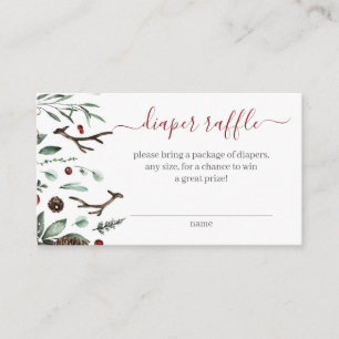 Tarjeta De Recepción Winter Greenery Baby Shower Diaper Raffle