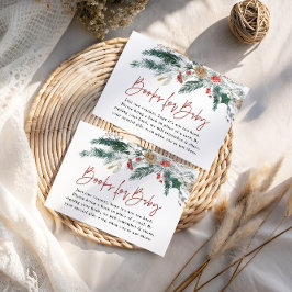 Tarjeta De Recepción Winter Greenery Books For Baby Shower Card