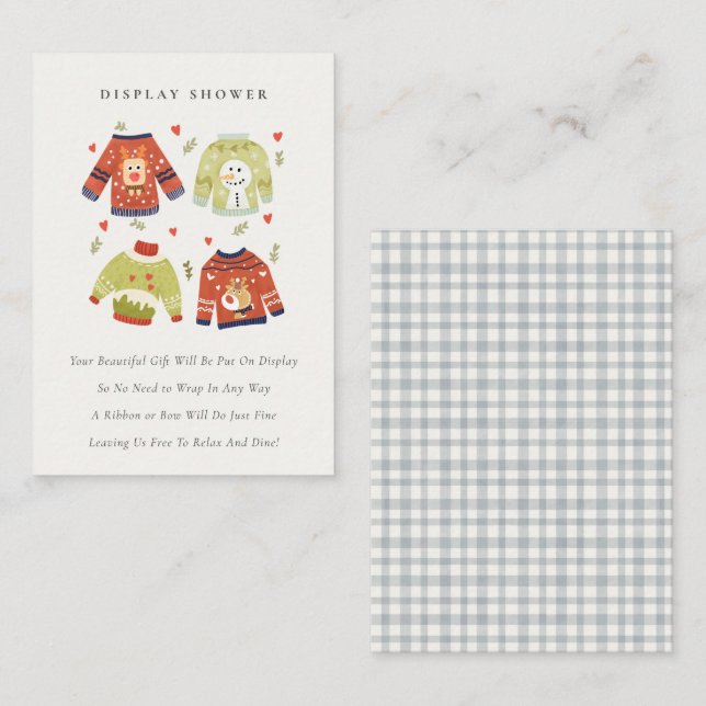 Tarjeta De Recepción Winter Hearts Ugly Sweater Display Baby Shower (Anverso / Reverso)