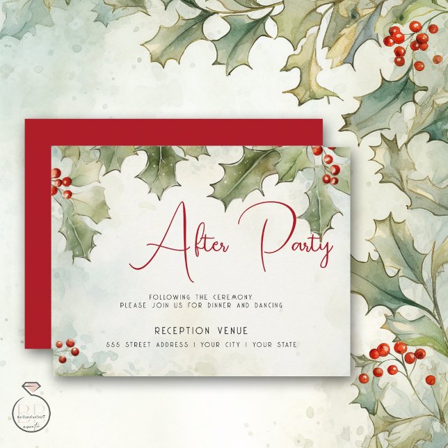 Tarjeta De Recepción Winter Holly Berries después del Fiesta (Subido por el creador)