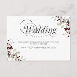 Tarjeta De Recepción Winter Holly Berry Wedding Website Enclosure Card