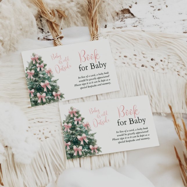 Tarjeta De Recepción Winter It's Cold Outside Pink Bow Girl Baby Shower (Subido por el creador)