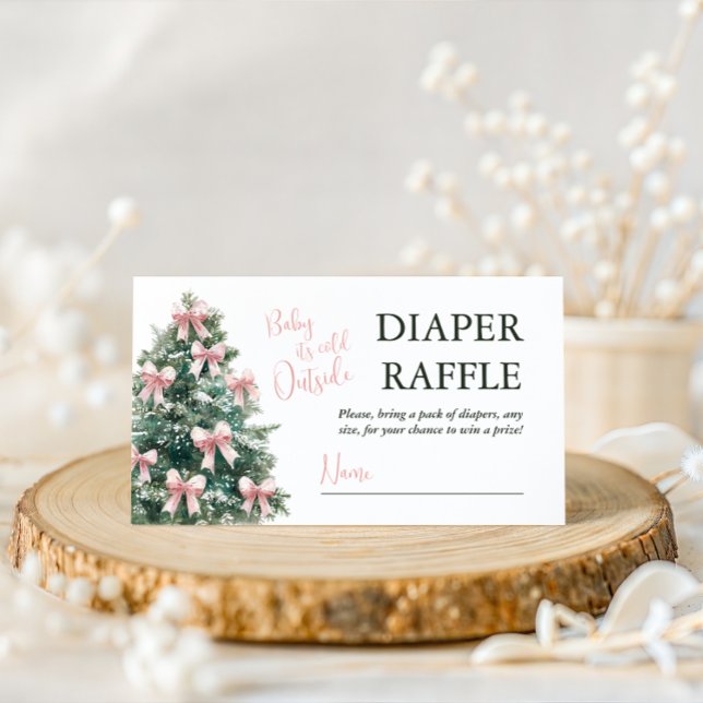 Tarjeta De Recepción Winter It's Cold Outside Pink Bow Girl Baby Shower (Subido por el creador)