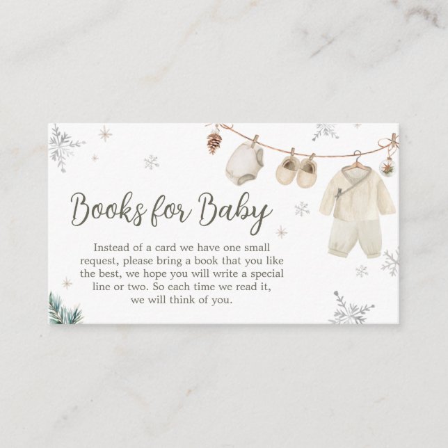 Tarjeta De Recepción Winter Merry Little Baby Clothes Books para el beb (Anverso)