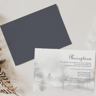 Tarjeta De Recepción Winter Mountain Forest Wedding Reception  