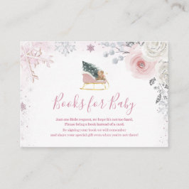 Tarjeta De Recepción Winter Pastel Pink Snowflake Sleigh Books for Baby