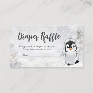 Tarjeta De Recepción Winter Penguin Baby Shower Diaper Raffle