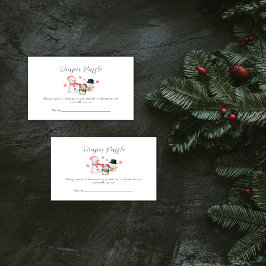 Tarjeta De Recepción Winter Penguin Snowman Diaper Raffle Baby Shower