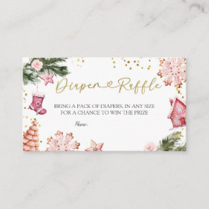 Tarjeta De Recepción Winter Pink Cookie Baby Shower Diaper Raffle
