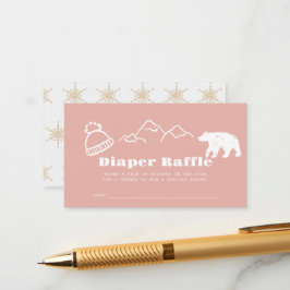Tarjeta De Recepción Winter Pink Hand-Drawn Baby Diaper Raffle Ticket