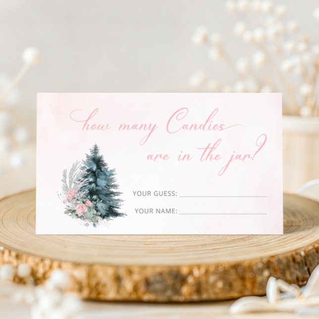 Tarjeta De Recepción Winter Pink Silver How many Candies are in the jar (Subido por el creador)