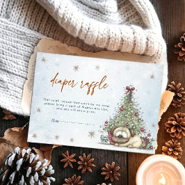 Tarjeta De Recepción Winter Puppy Diaper Raffle Christmas Tree Pug Baby