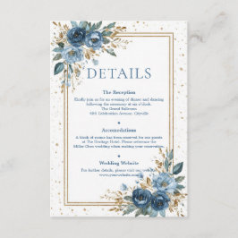 Tarjeta De Recepción Winter Sky Navy and Gold Floral Wedding