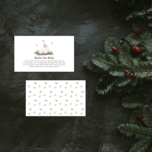 Tarjeta De Recepción Winter Sleigh Polar Bear Books For Baby Shower  (Winter Sleigh Polar Bear Books For Baby Shower Enclosure Card)