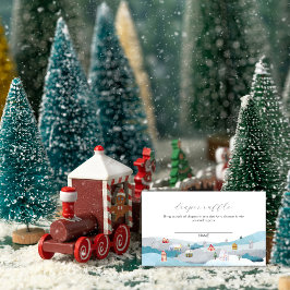 Tarjeta De Recepción Winter Snow Village Diaper Raffle Baby Shower