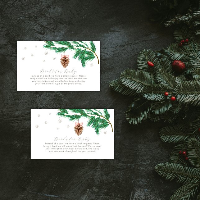 Tarjeta De Recepción Winter Snowflake Pine cone Books For Baby Shower (Winter Snowflake Pine cone Books For Baby Shower Enclosure Card)