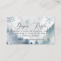 Winter Snowflakes Blue Diaper Raffle Ticket Enclos