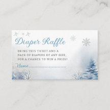 Winter Snowflakes lindo Blue Diaper Raffle Ticket