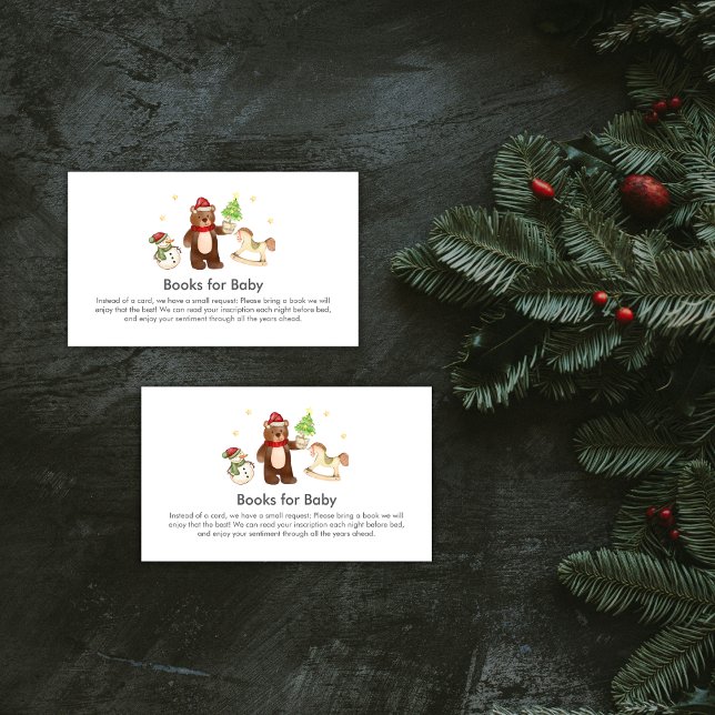 Tarjeta De Recepción Winter Teddy Bear Snowman Books For Baby Shower (Winter Teddy Bear Snowman Books For Baby Shower Enclosure Card)