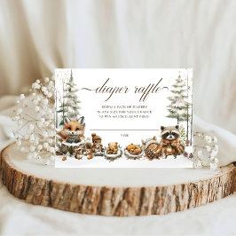 Tarjeta De Recepción Winter Wonderland Animals acuarela Diaper Raffle