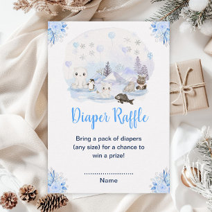 Tarjeta De Recepción Winter Wonderland Arctic Animals Diaper Raffle