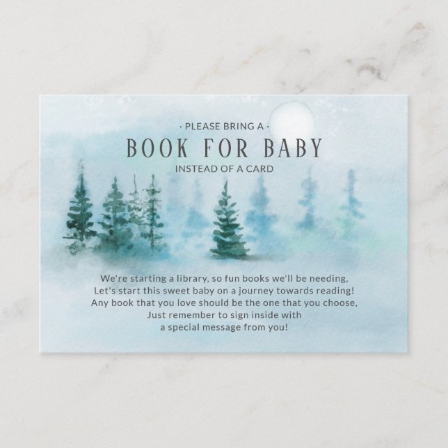 Tarjeta De Recepción Winter Wonderland Baby Shower Book for Baby Card (Anverso)