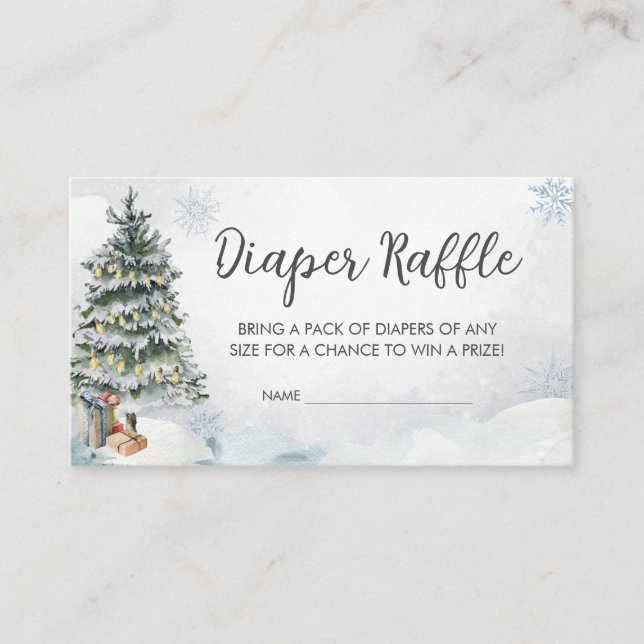 Tarjeta De Recepción Winter Wonderland Baby Shower Diaper Raffle (Anverso)
