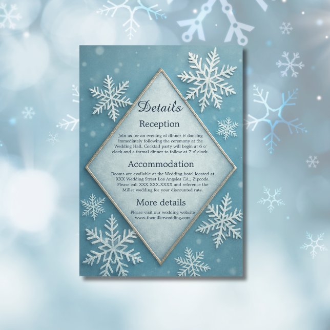 Tarjeta De Recepción Winter Wonderland Blue Snowy Romantic boda (Subido por el creador)