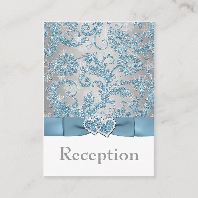 Tarjeta De Recepción Winter Wonderland, Boda de corazones unidos insert (Anverso)