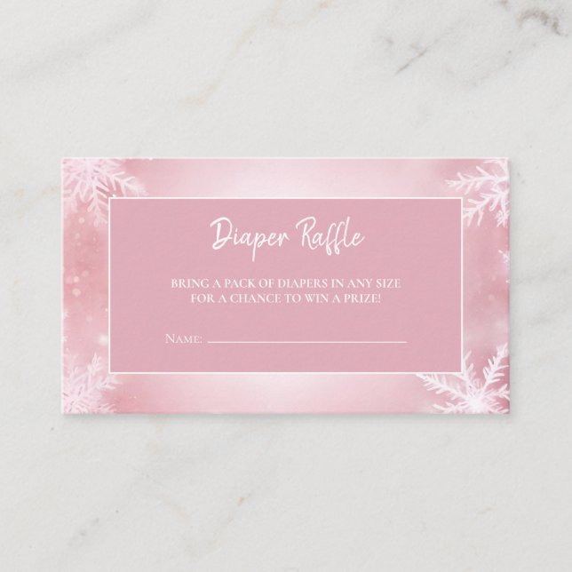 Tarjeta De Recepción Winter Wonderland Chica Diaper Raffle (Anverso)