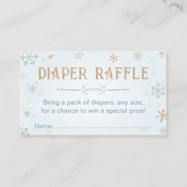 Tarjeta De Recepción Winter Wonderland Diaper Raffle Ticket Baby Shower (Anverso)