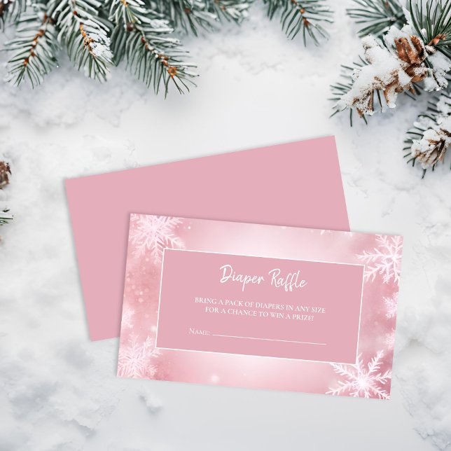 Tarjeta De Recepción Winter Wonderland Pink Diaper Raffle (Subido por el creador)