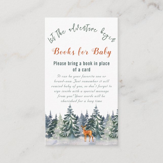 Tarjeta De Recepción Winter Woodland Animal Adventure Await Book Game (Anverso)