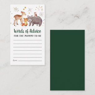 Tarjeta De Recepción Winter Woodland Animal Words of Advice Baby Shower