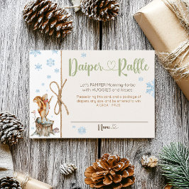 Tarjeta De Recepción Winter Woodland Animals Baby Shower Diaper Raffle