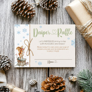 Tarjeta De Recepción Winter Woodland Animals Baby Shower Diaper Raffle