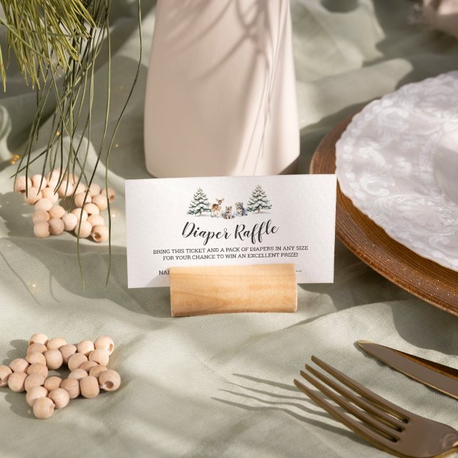 Tarjeta De Recepción Winter Woodland Animals Baby Shower Diaper Raffle (Subido por el creador)